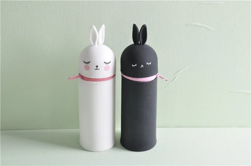 Bunny Shape Silicone Pencil Case Back to School Stationery Pen Holder