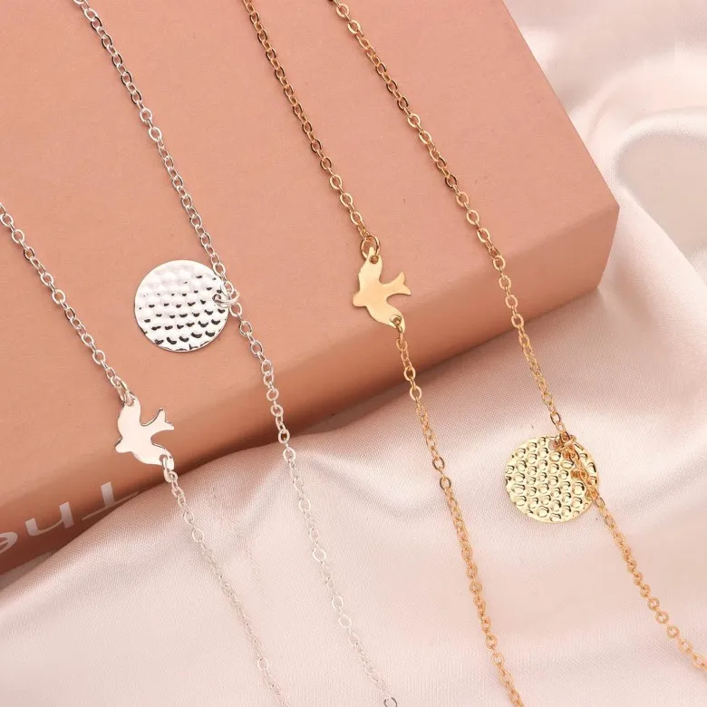 Fashionally Popular Street Style Peace Dove Multi-layered 18k Gold Plated Charm Women's Cheap Pendant Necklace