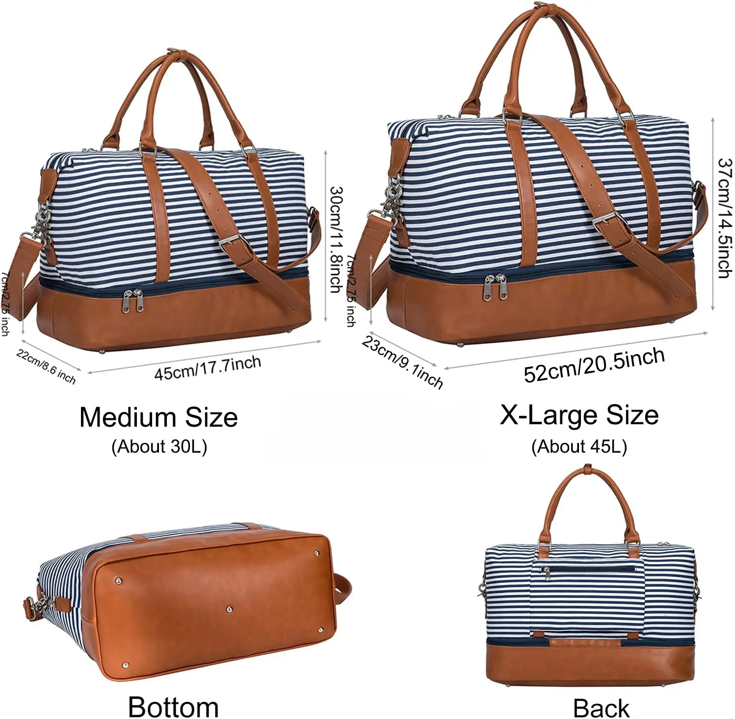 Travel Bag With Shoe Compartment For Women Toiletries 24 Inch Large