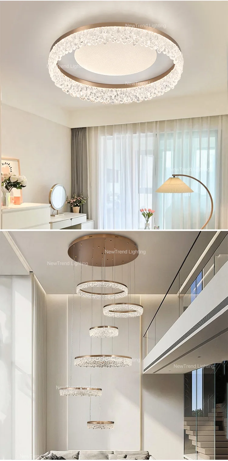 lc88206 new product indoor decoration pendant light living dining room restaurant home acrylic ceiling led ring chandelier-4