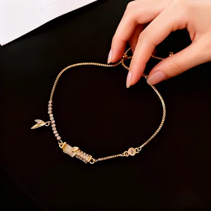 Women's Custom Tennis Adjustable Bracelet Fashion Chain & Link Bracelets Gold Plated Copper Jewelry Fancy Jewellery for Ladies