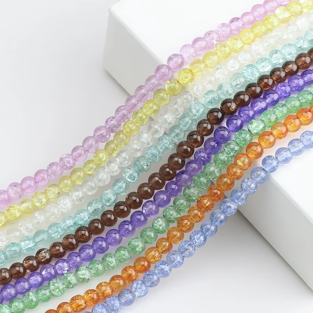 100pcs 8mm Crackle Glass Beads - Mixed Colors For DIY Jewelry Making (Bracelets, Earrings) - View #13