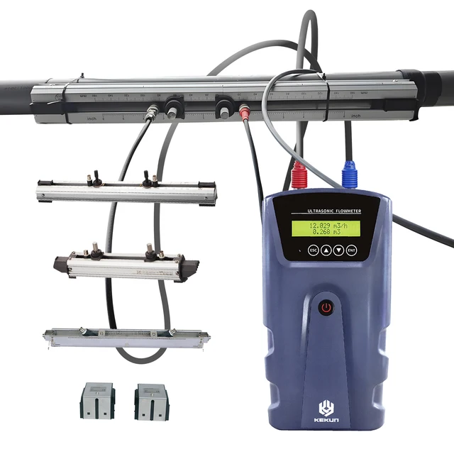 handheld portable ultrasonic flow meter detector is installed with a strap, without contact with the medium inside the pipe