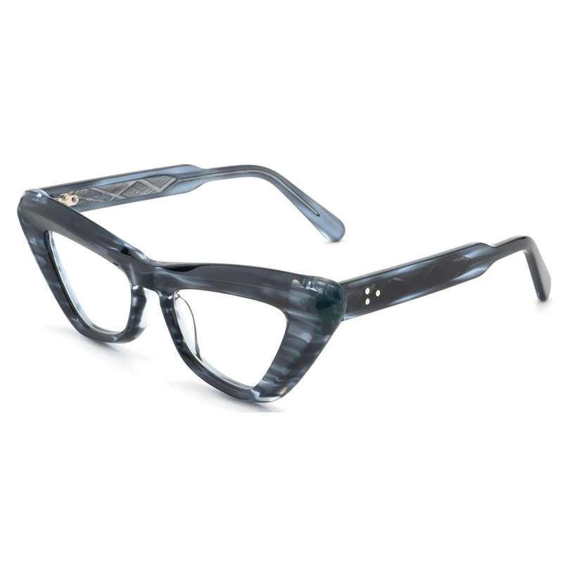 DXH-XH24014A New Unisex Fashion Custom Logo Cat Eye Thick Acetate Eyeglasses Frames for All Face with Hinge Temple Insert Pins