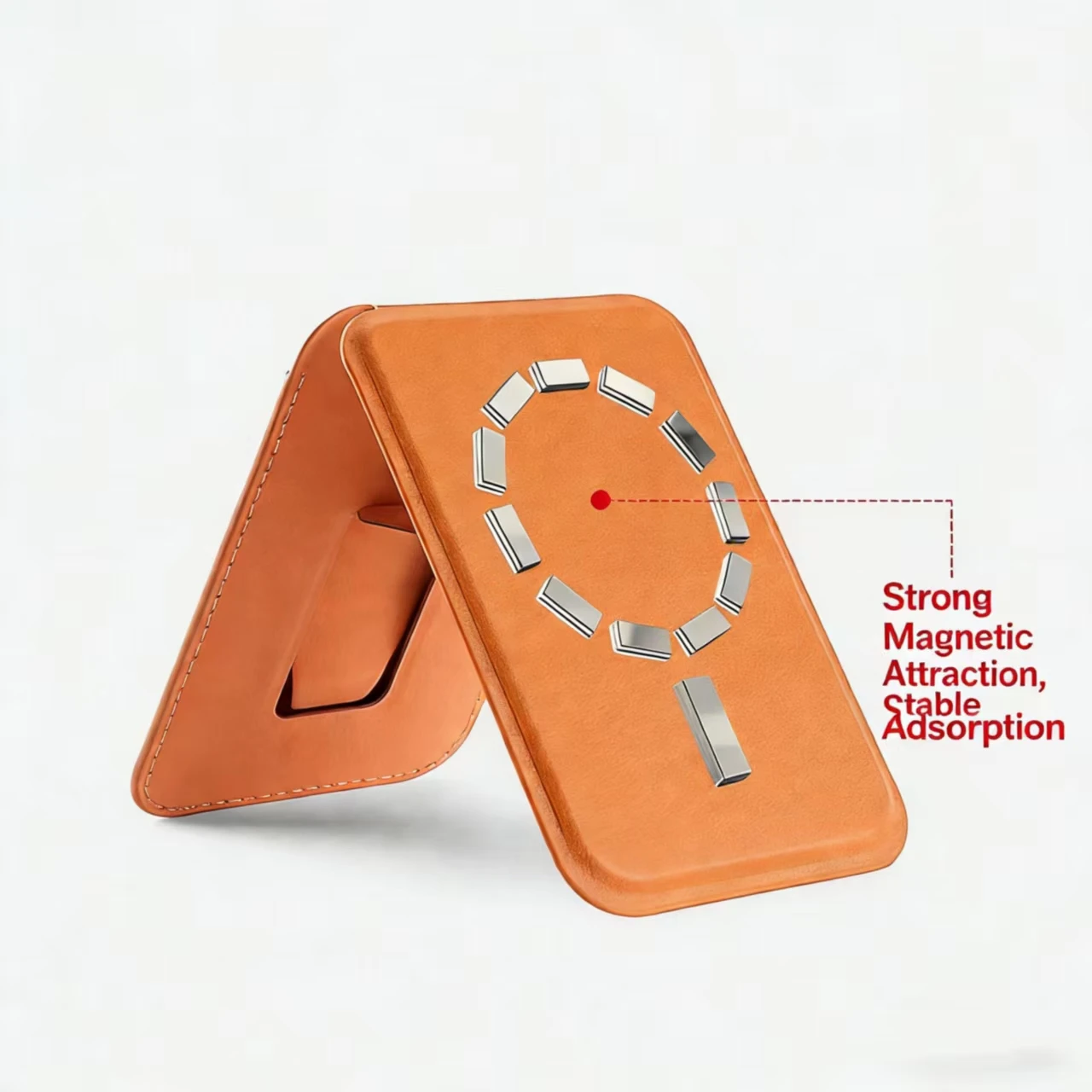 Customizable logo mobile phone stand multi-functional folding magnetic card pouch PU leather card pouch wholesale preview 3