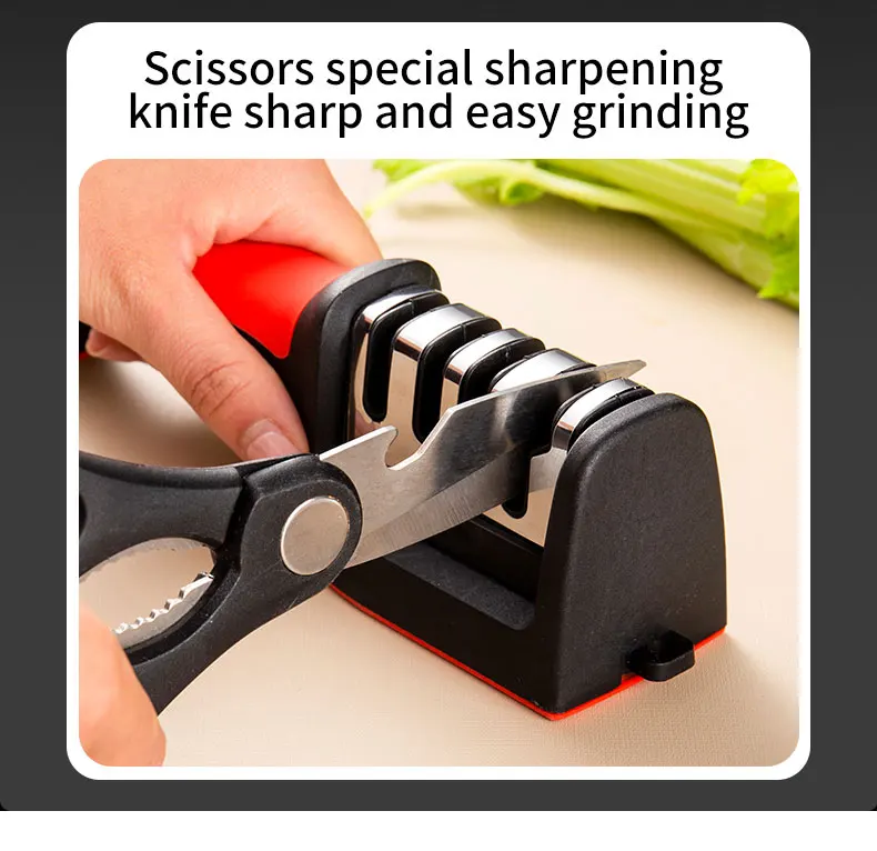 Kitchen 3/4-Segment Knife Sharpener Household Multi-Functional Hand-Held 3/4-Purpose Black Sharpening Stone