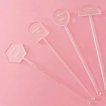 Custom Clear Blank DIY Acrylic Drink Stirrer Swizzle Personalized Acrylic Wedding Drink Stir Stick for Party Bar Cocktail