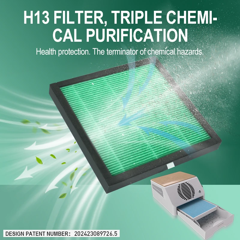 product 2032 120w high end desktop gel nail vacuum cleaner intelligent 3 in 1 pedicure manicure tabletop nail dust collectorhepa h13-8