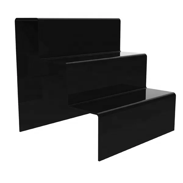 POS Black Acrylic Display Stand, Black Acrylic Step Display Rack, 3