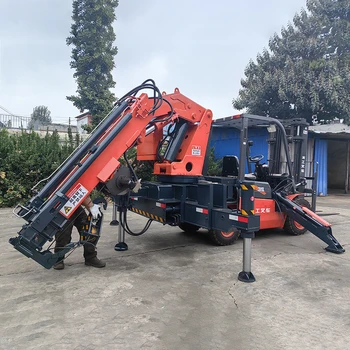 multiple function loading and moving and lifting forklift mounted on jib boom crane