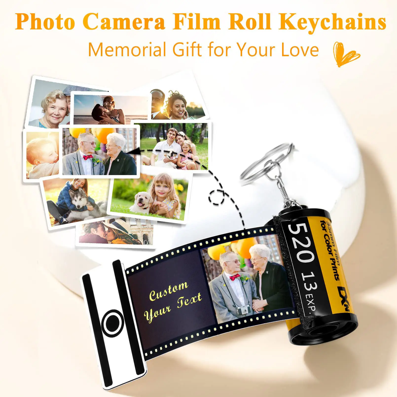 DIY Sublimation Blank Memory Film Roll Keychain