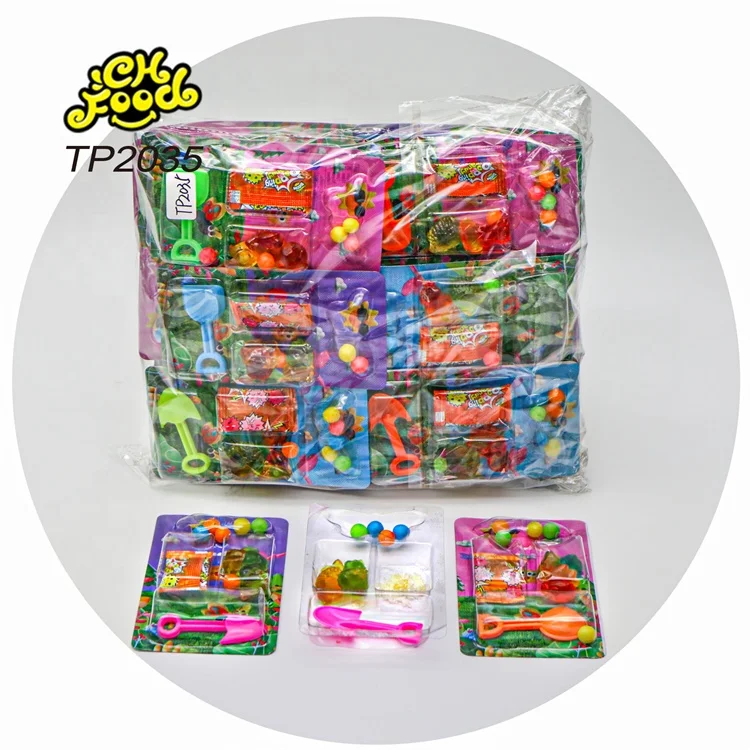 4in1 Gummy Candy with Popping Candy Puffed Candy and Mini Plastic Toy for Kids