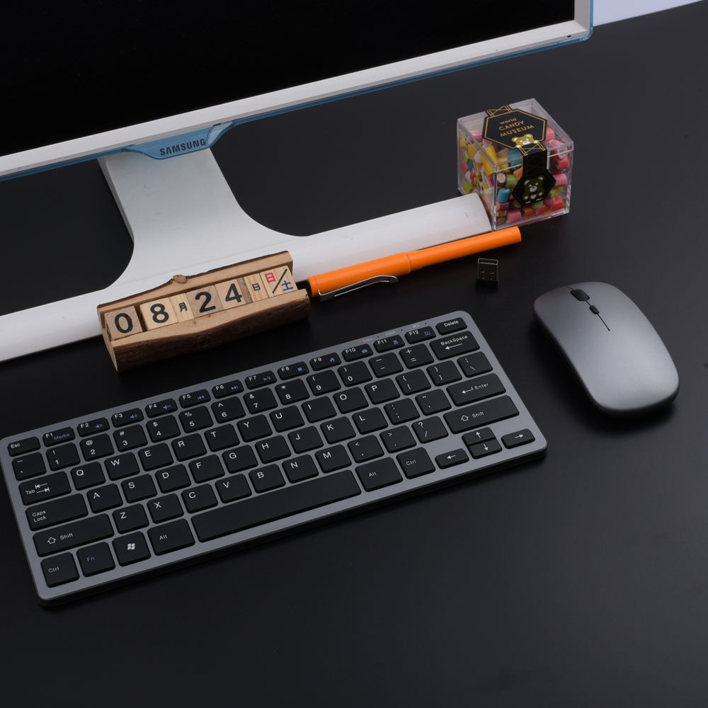 Мини беспроводная клавиатура и мышь тонкая мини оптическая 2 4 ГГц 1200 DPI быстро реагирует водонепроницаемая розовое