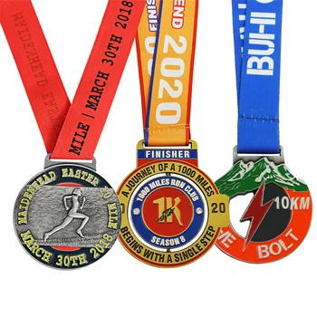 Manufacturers made customised color cheap fun 2d running marathon race finisher award metal run medallion custom sports medals