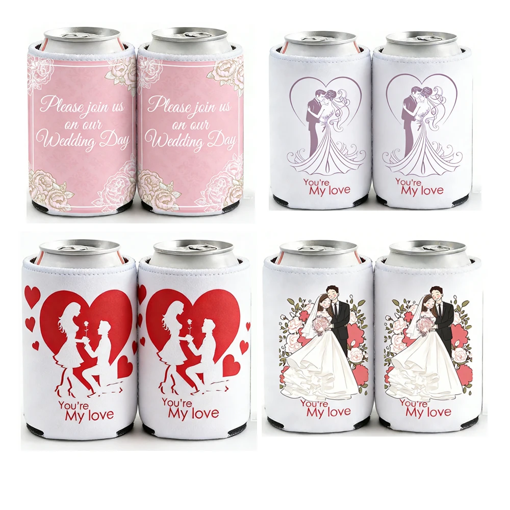 Custom Printing 3.5mm Wedding Can Cooler Can Stubby Holder Wedding Reception  Neoprene Coozies Beer Can Cooler Sleeve
