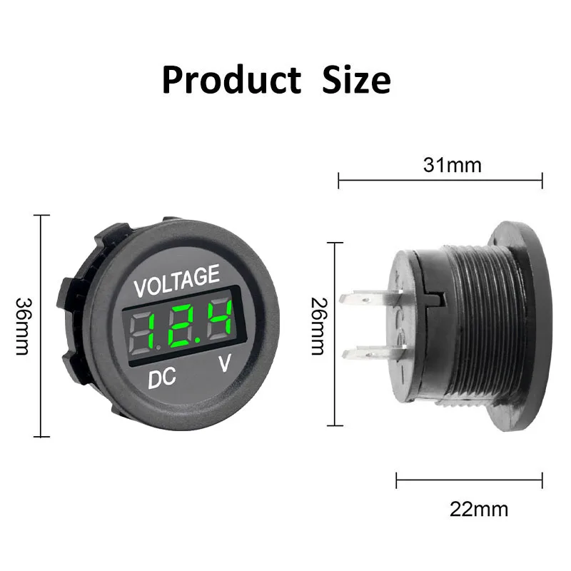 Voltmètre Numérique LED QWORK® 12V - Testeur De Batterie Précis Pour Voiture, Moto, Bateau Et Véhicules Marins