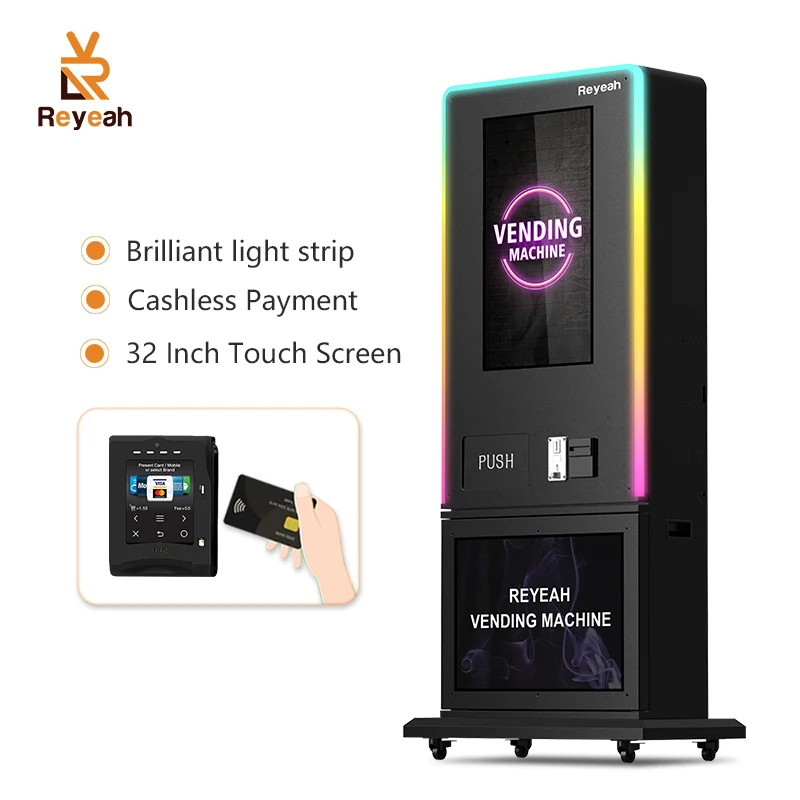 Reyeah Face Recognition Biometric Vending Machine Cbd Id Card Reader Large Capacity 32 Inch Touch Screen Vending Machine