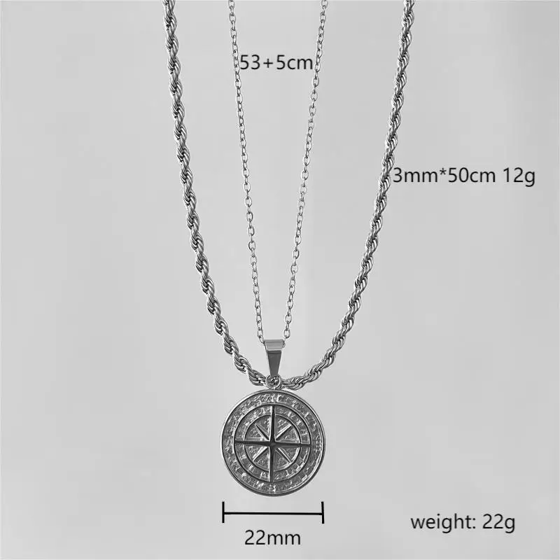 Custom 316l Stainless Steel Compass Pendant Plating 18k Gold Silver