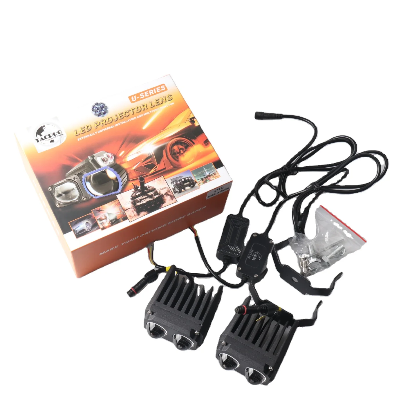 TACPRO High Power U10 LED Work Light 120W Yellow Low Beam with White Beam Led Laser Series Headlight Led Lens