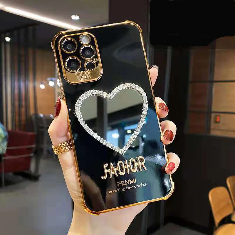 Makeup Mirror Mobile Phone Case, Luxurious Bling Heart-Shaped Mirror Phone  Case(iPhone 7/8)