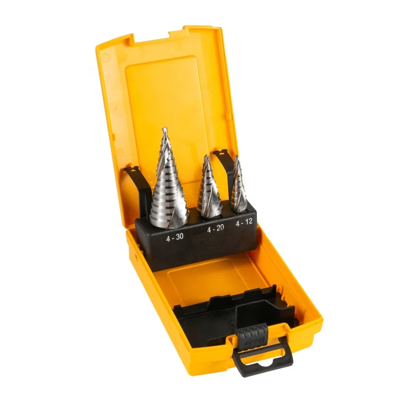 Factory Metric 3-Piece Hex Shank HSS Step Drill Bit Set for Metal R Trough Recessed Drill Bits
