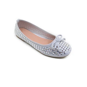 Breathable Factory Wholesale Custom Luxury Flat Shoes for Women Rhinestone Crystal Bow Flat Round Toe Shoes Women