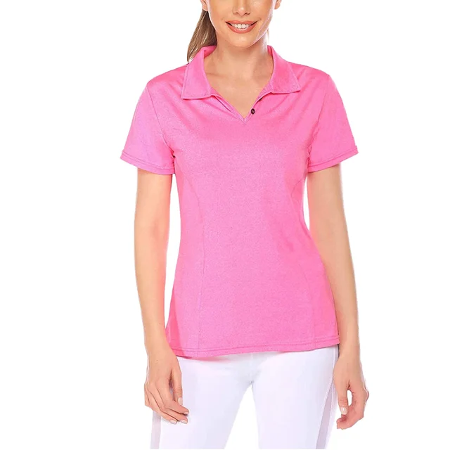 Women's Casual Athletic Quarter  Pullover Short Sleeve Moisture Wicking Shirts with Anti-Pilling Solid Pattern