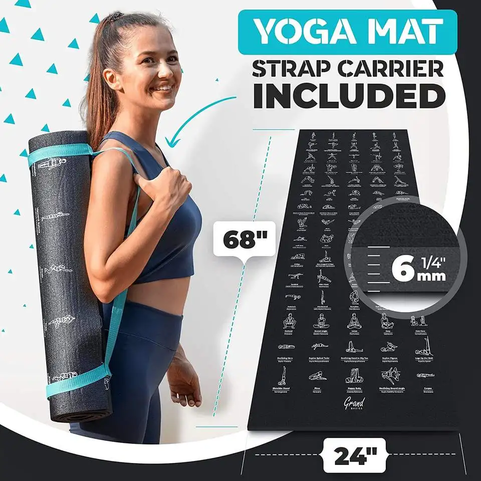 Wholesale Instructional Yoga Mat With Poses Printed Eco Friendly Pvc