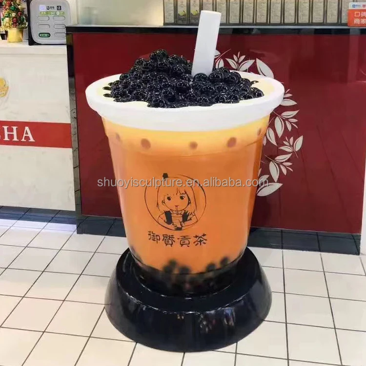 Factory Customs Simulated 1.8 M Boba Cup Milk Tea Cup Statue Sculpture  Large Fiberglass Resin Milk Tea Statue for Decoration - China Sculptures  and Home Decoration price