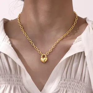 Hot Selling Waterproof Women Heart Lock Collarbone Chain Jewelry Necklace Stainless Steel Pendant Necklace