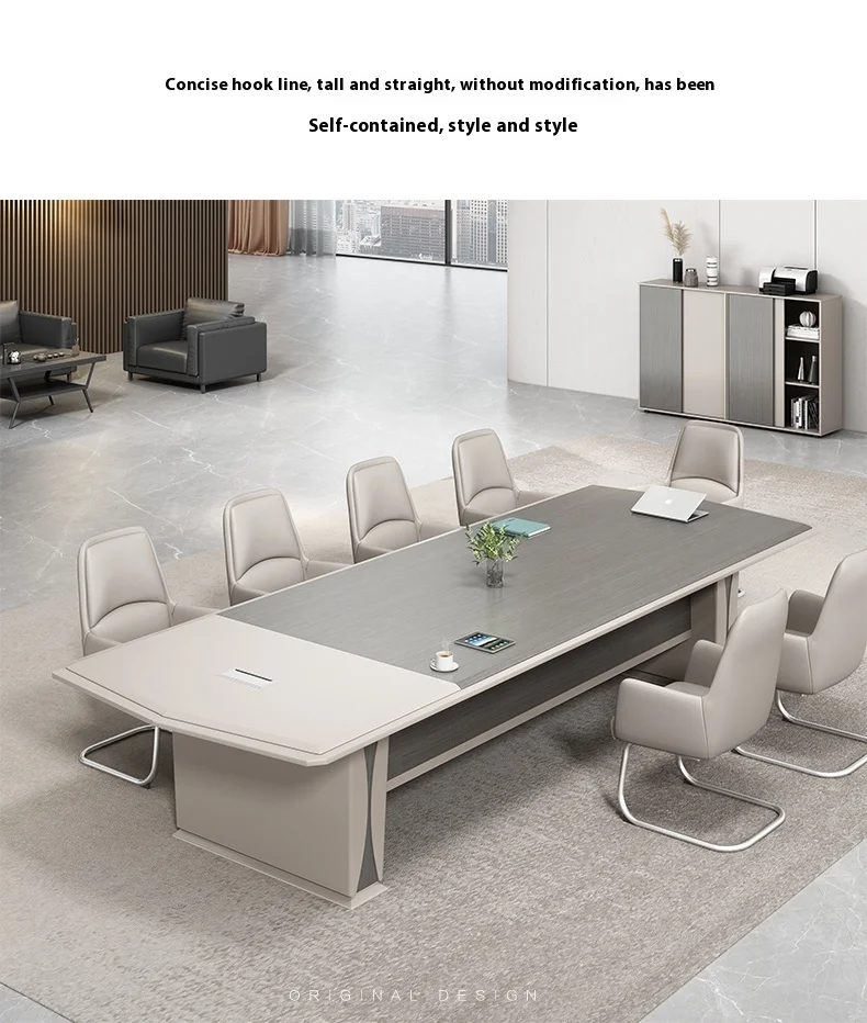 Modern Wood Conference Table Adjustable Height Long Large Office Furniture for Commercial Use in Conference Rooms