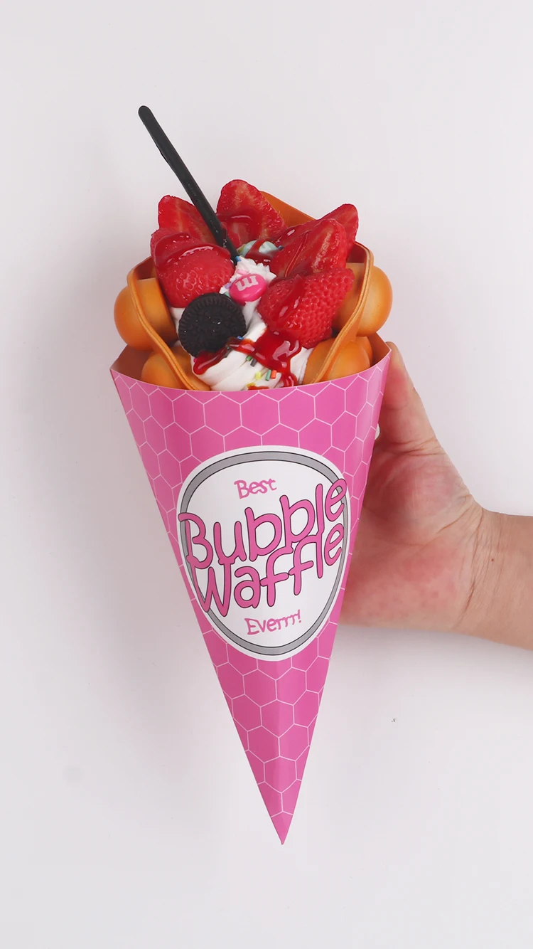 Fries Crepe Cone Cup Bubble Waffle Packaging Box Printon Takeaway
