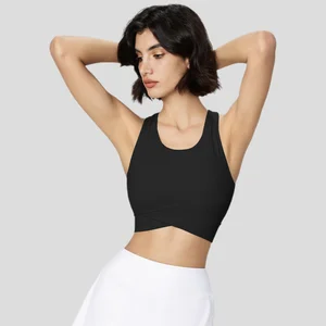 Women's Elastic Breathable High Support Quick Dry Sports Bra Solid Color Backless Yoga and Running Training Bra