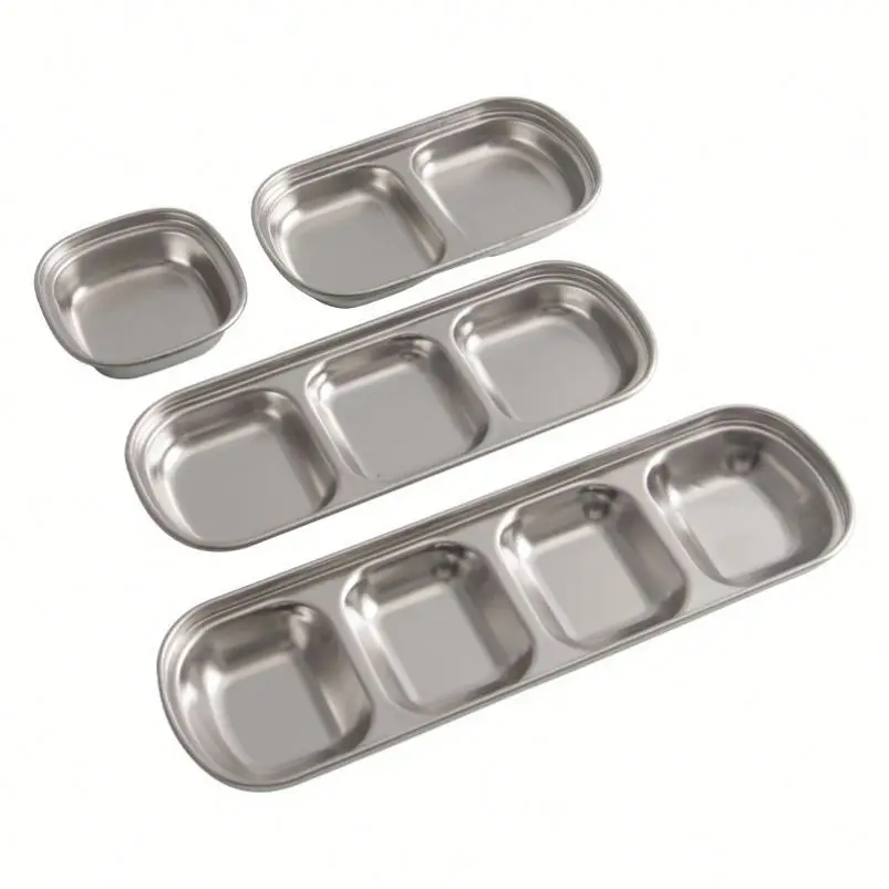 Customized Eco-Friendly Stainless Steel Square Korean Dipping Dish BBQ Hot Pot Meat Home Use Minimalist Design Sauce 100pcs