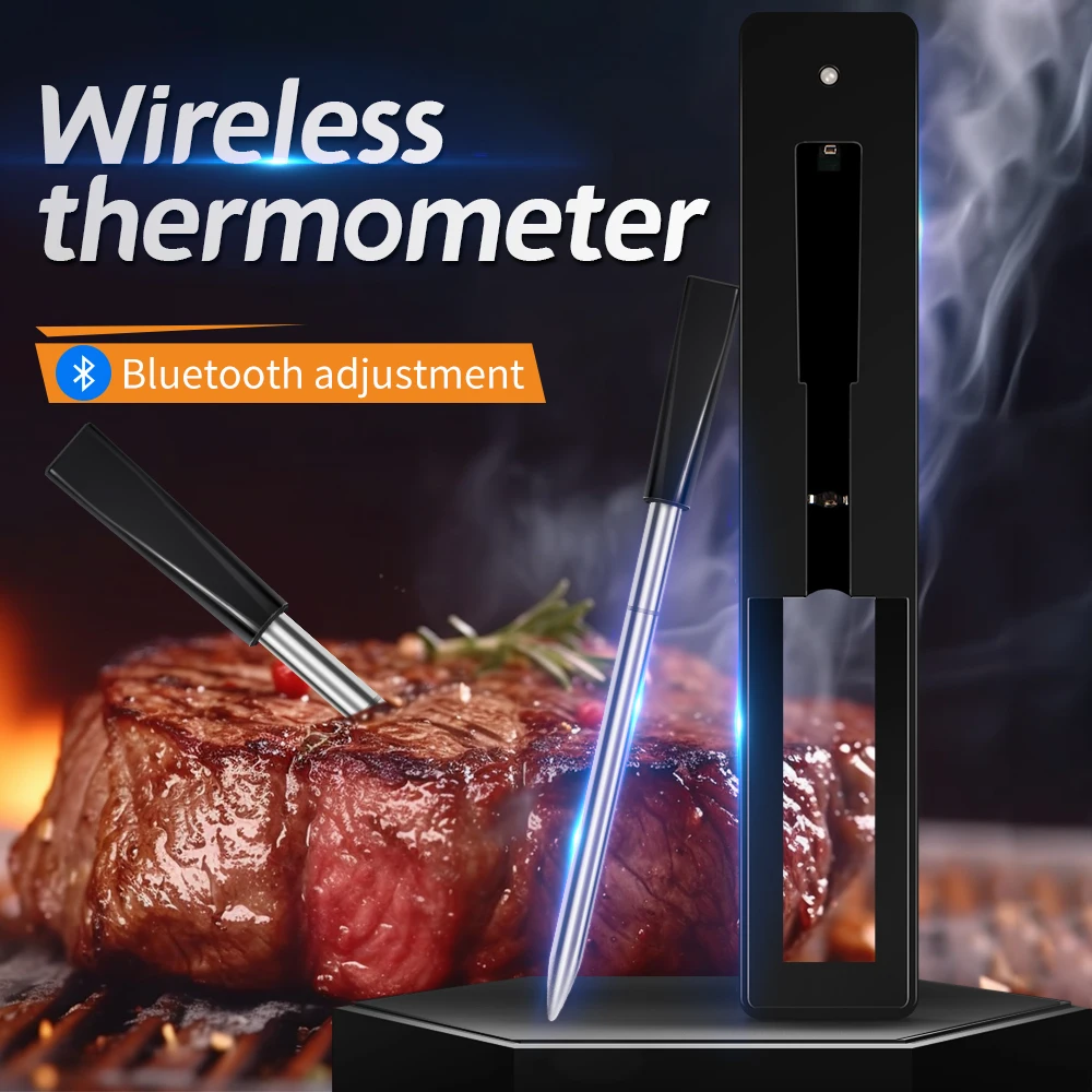 Bluetooth Wireless Food Thermometer Kitchen Bbq Probe Meat Thermometer  Cooking Food Water Milk Rechargeable Probe Kitchen
