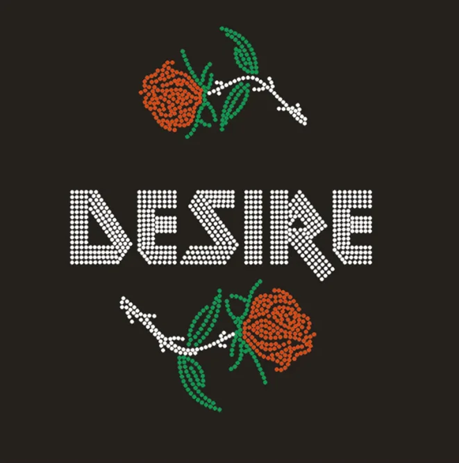 Free sample desire rose flower rhinestone transfers printing wholesale custom rhinestone heat transfer