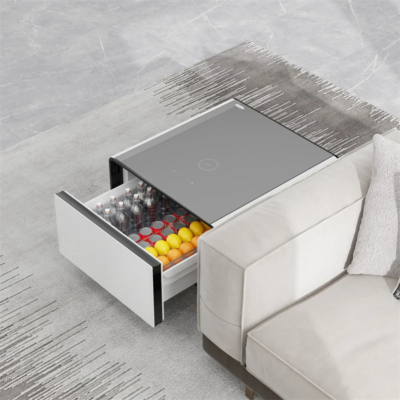 BEdaw Table de Chevet Intelligente avec Table de Chevet de Chargement sans Fil avec Lumière LED Réglable Haute Brillance Organisateur de Table de Chevet Intelligente pour Une Utilisation dans La Cha