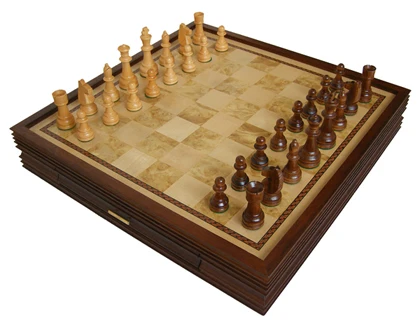 Luxury Peruvian Walnut Wooden Chess Game Set  With 32 Chessmen Pieces DGT Chess Board