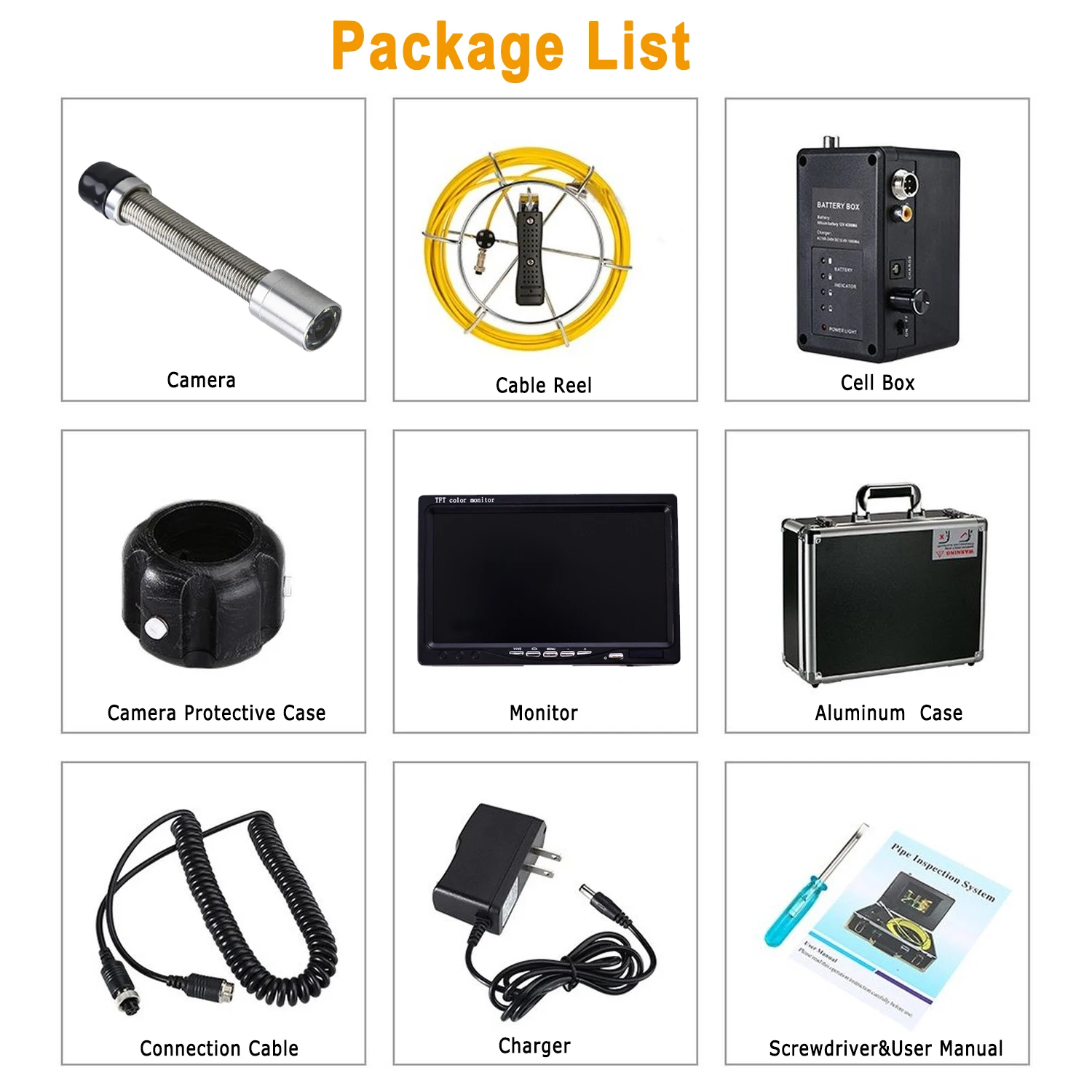 High Quality Sewer Pipe Inspection IP68 Waterproof Pipe Plumbing Camera 17MM Camera Head&Video Recording 