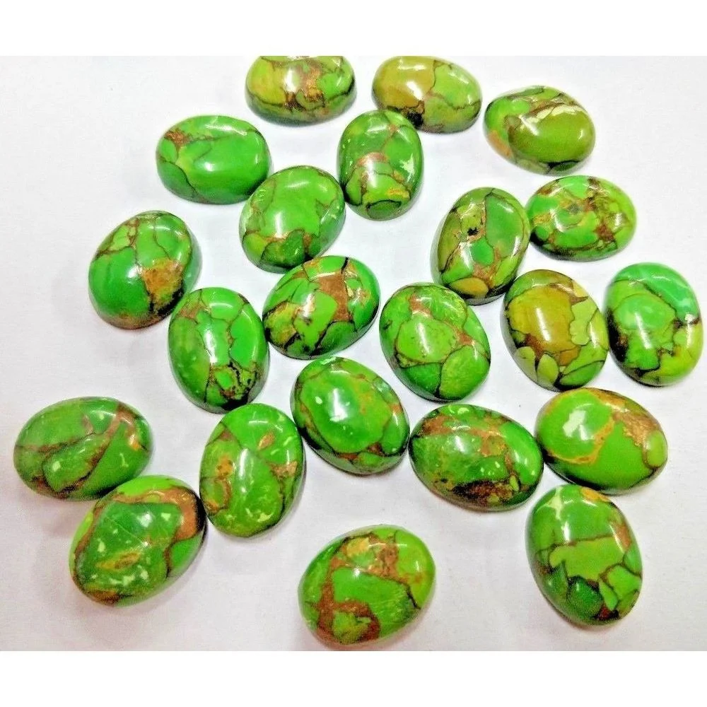 Details about   60 pieces 4x6 MM Oval Natural Green Copper Turquoise Cabochon Loose Gemstones 