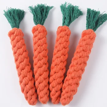 Pet Supplies Eco-Friendly Cotton Rope Woven Carrot Teeth Cleaning Rope Knot Dog Toys Wholesale