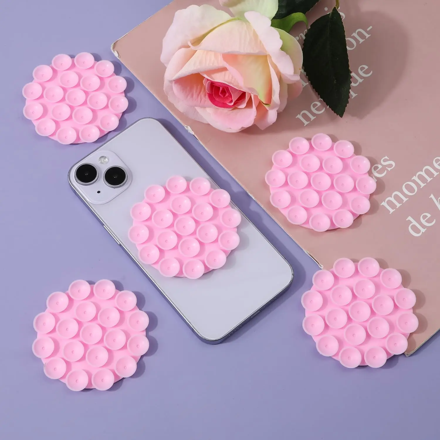 Non Slip 19 round shape thicken Sucker Mat Mobile Phone thicken Silicone Suction Cup Phone Holders