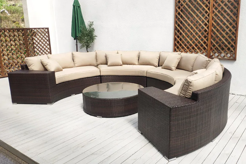 Bhr Rattan Outdoor Home Bar Lounge Bed Lounge Sofa With Glass Top Round