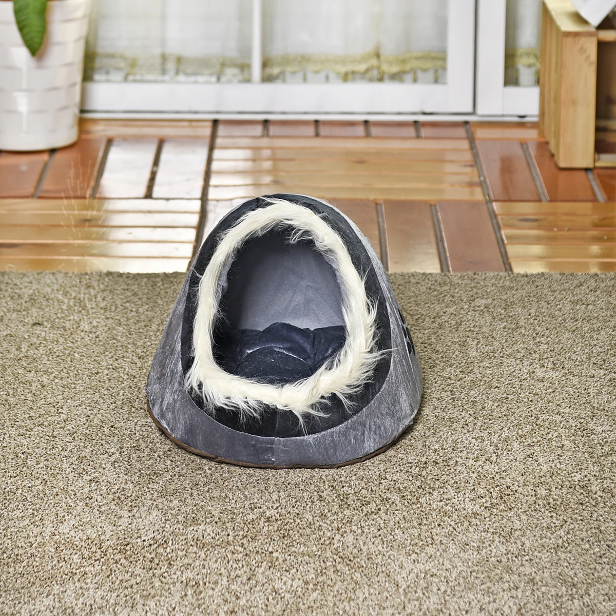 Удобные разноцветные цвета моющийся уютные Съемный ПЭТ пещера кровать, Роскошная искусственная замша кошка кровать