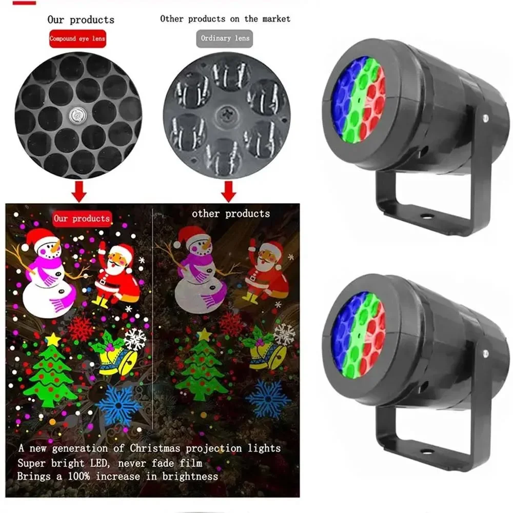 USB Powered Indoor LED Fairy Light Projector 16 Pattern Dynamic Projection Night Lamp for Bedroom Party & Christmas Decor