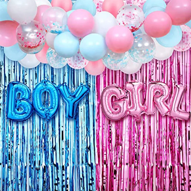 Gender Reveal Unisex Girl Or Boy Party Decorations Foil Latex B Shower Balloons
