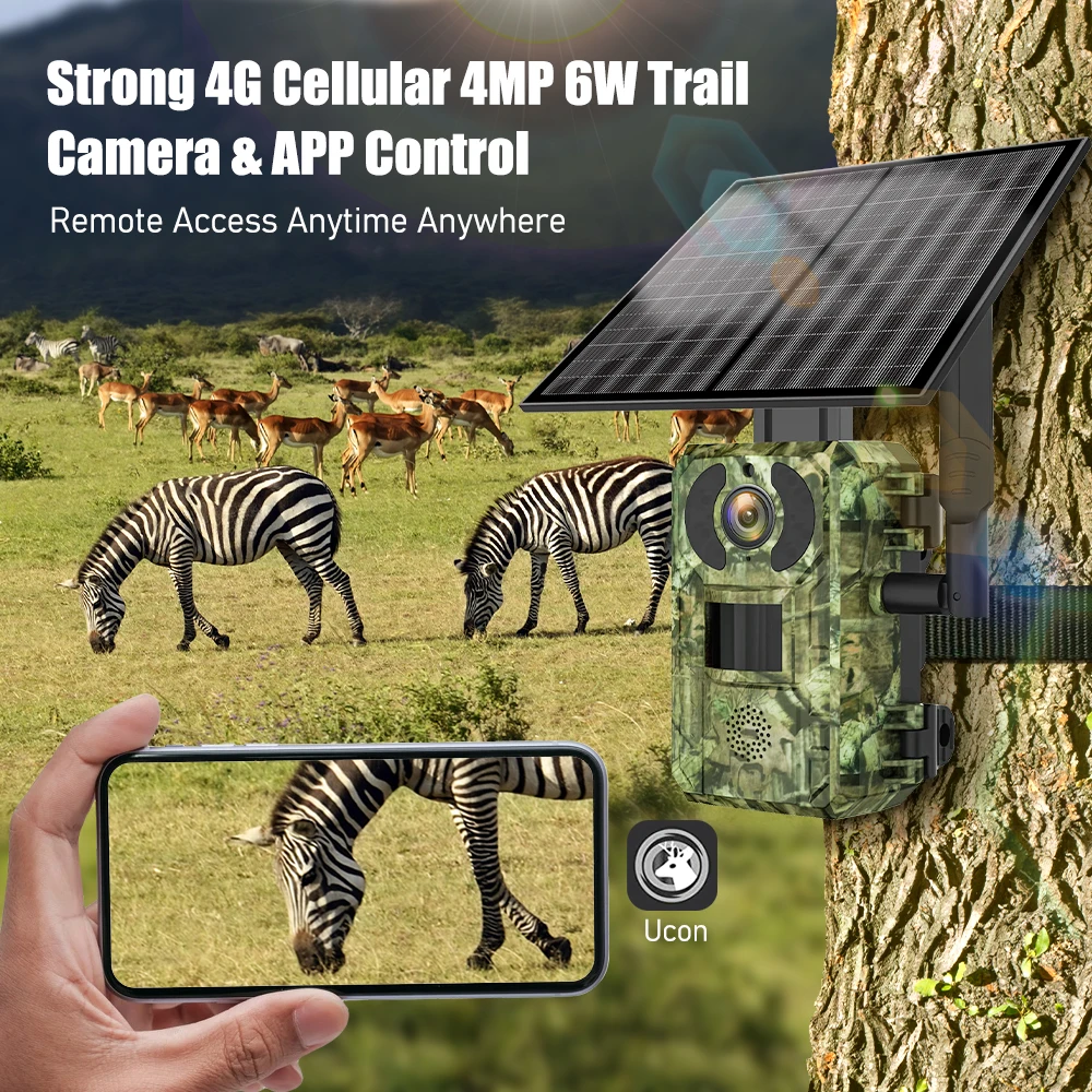 AU Oem Ip66 Waterproof Outdoor 4W Solar Battery Trail Camera 4G Hunting Night Vision 4Mp Cam With 7800Mah Motion Detection