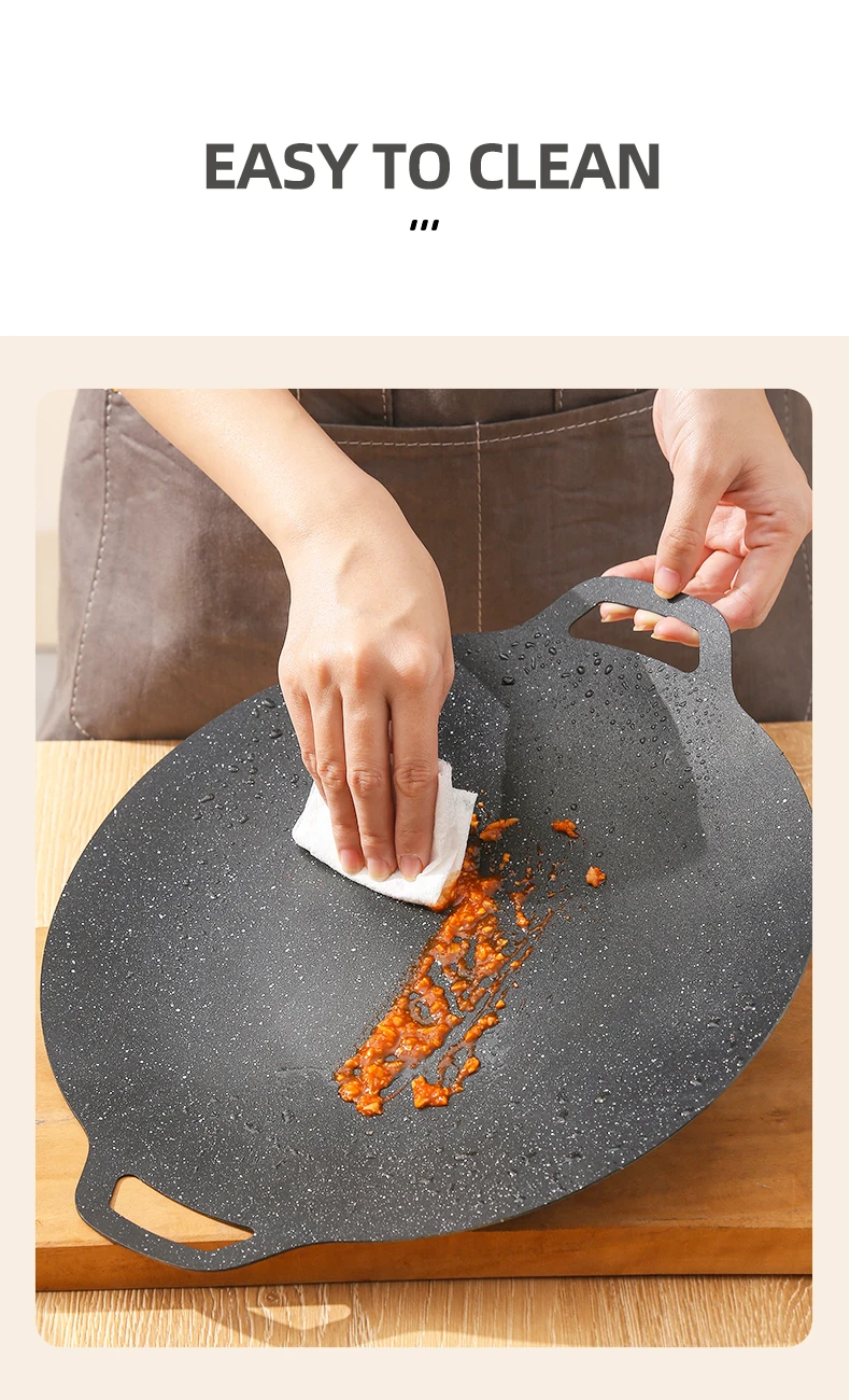 Thickened Maifan Stone BBQ Grill Pan, Non-Stick Steak & Korean BBQ, Works on Induction/Gas Stoves, Indoor/Outdoor