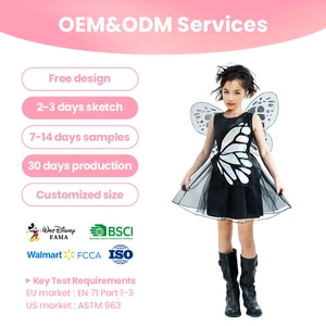 OEM Service Custom Black Butterfly Tulle Dress Fairy Outfit for EU US Market Theme Gatherings