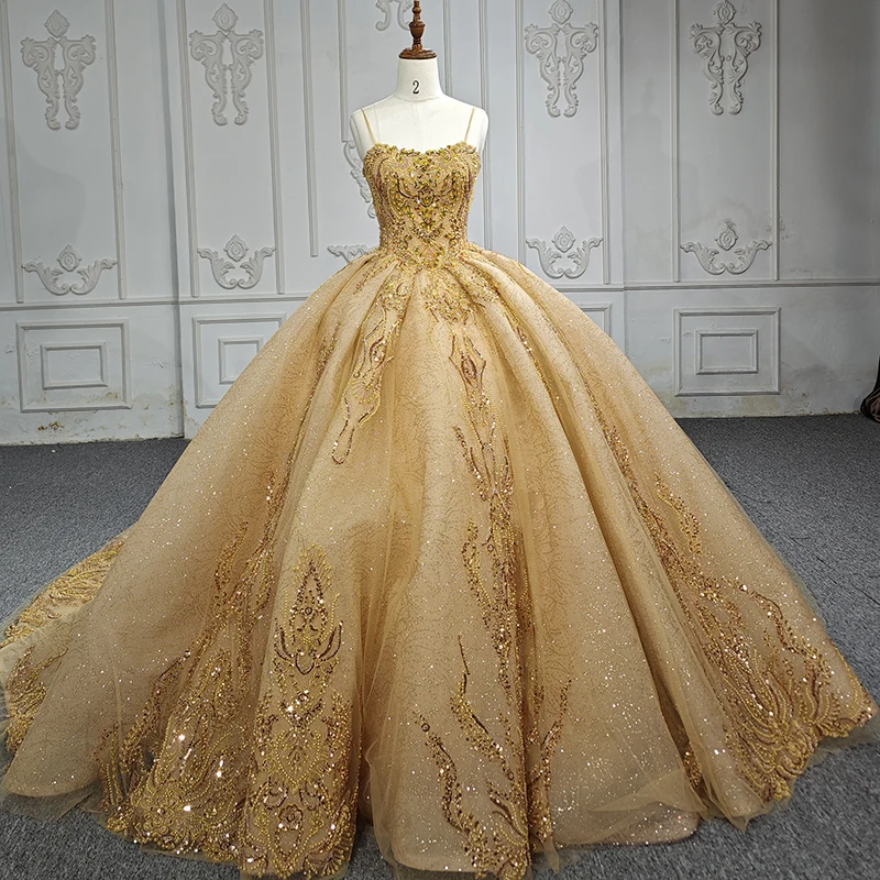 Glitter Gold Evening Quinceanera Dress - Elegant & Durable